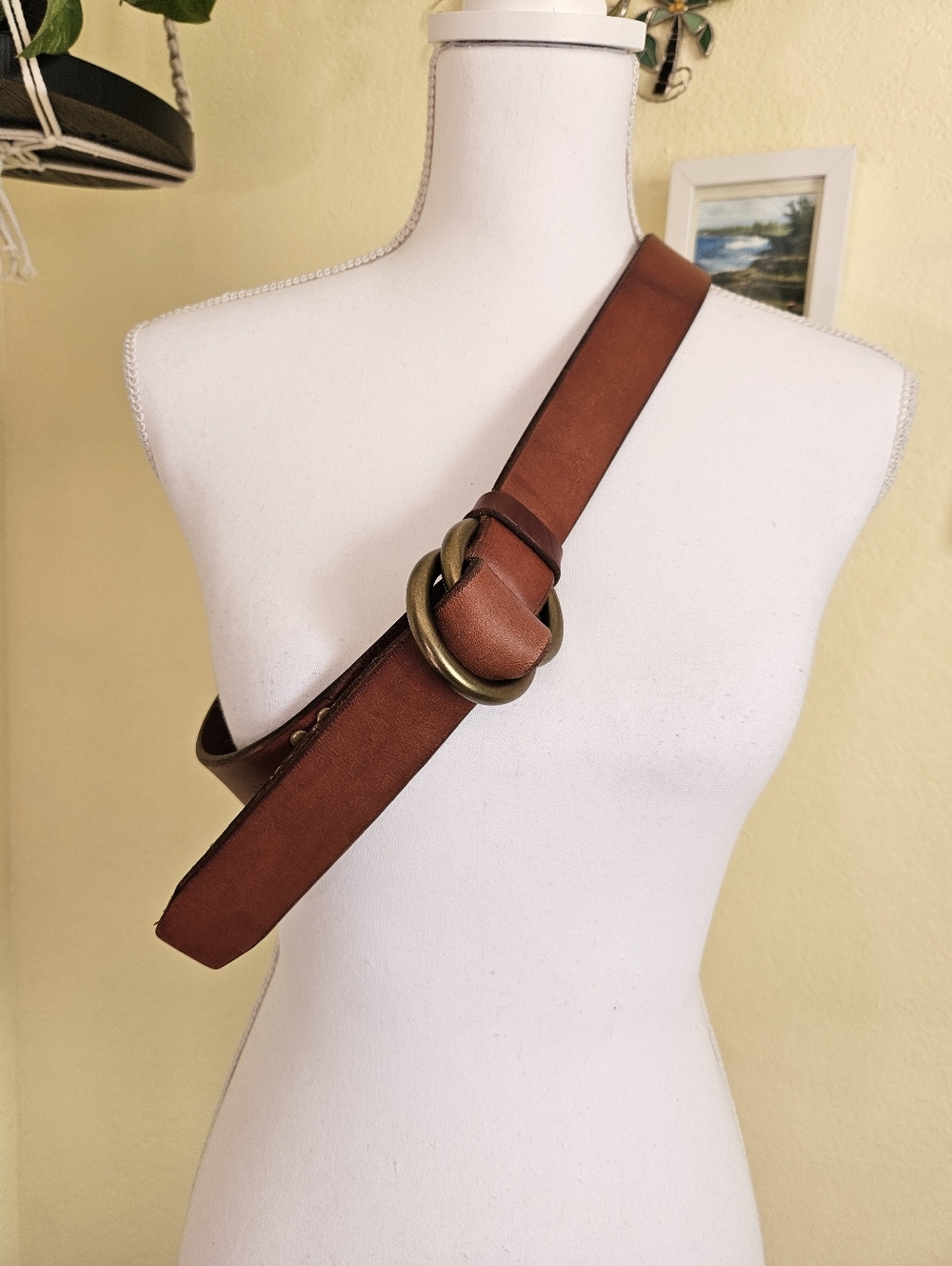 Ralph Lauren vintage size M brown leather double ring belt.
